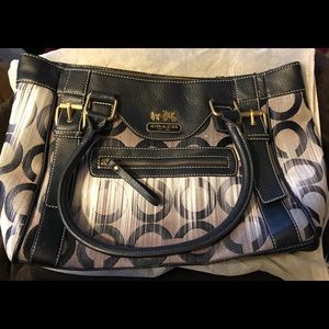 Navy & White Leather Purse